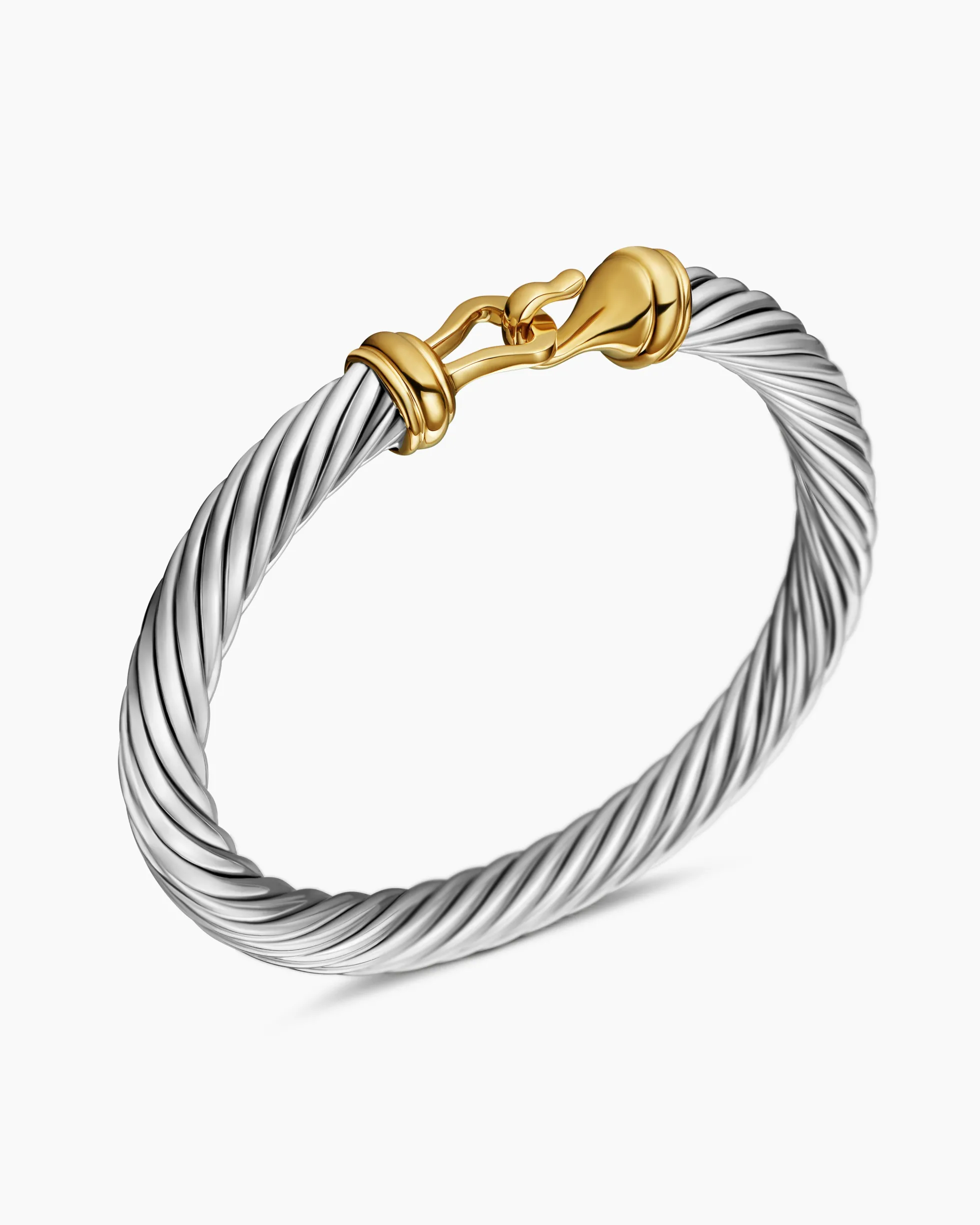 Buckle Classic Cable Bracelet Sterling Silver with 14K Yellow Gold, 7mm
