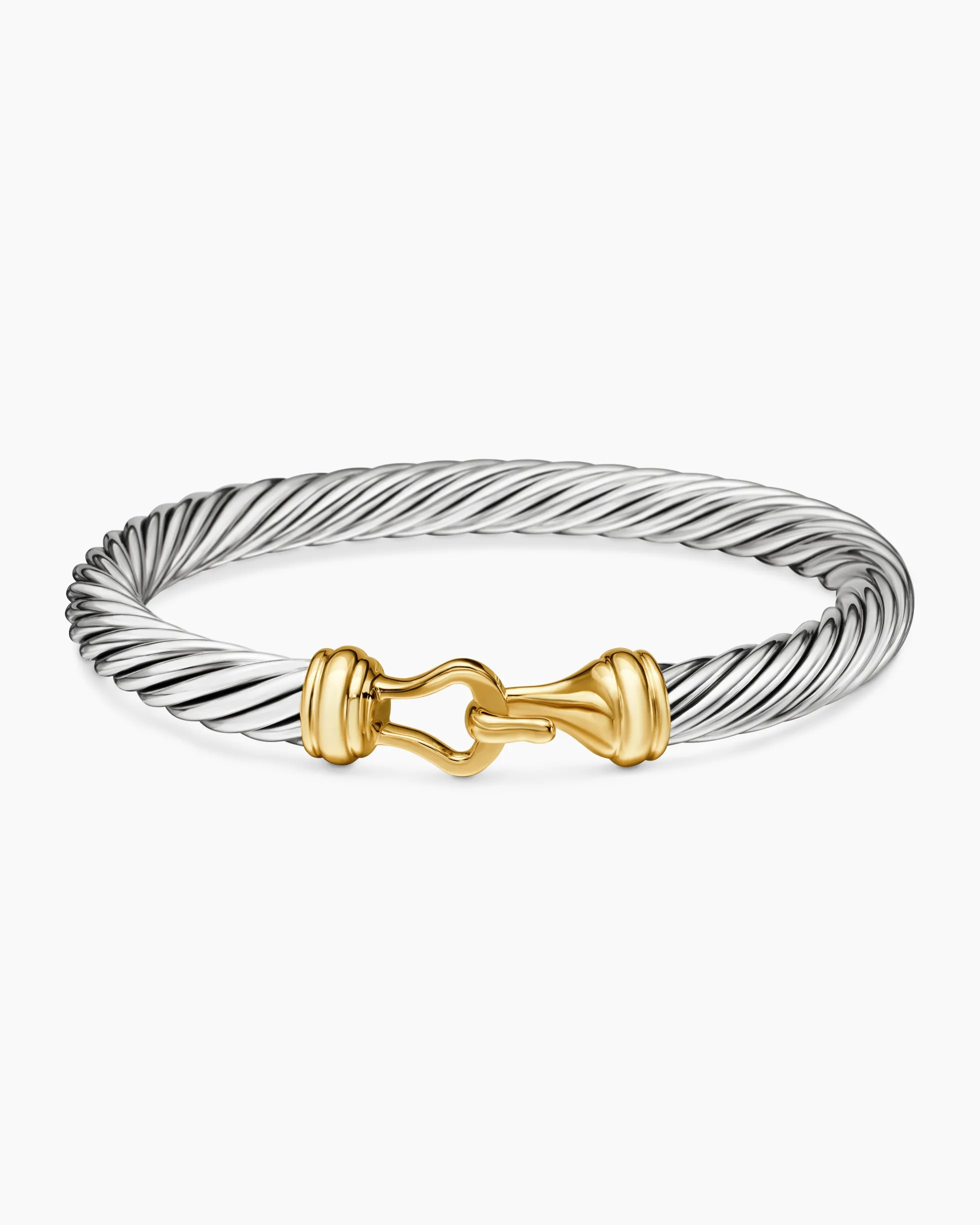 Buckle Classic Cable Bracelet Sterling Silver with 14K Yellow Gold, 7mm