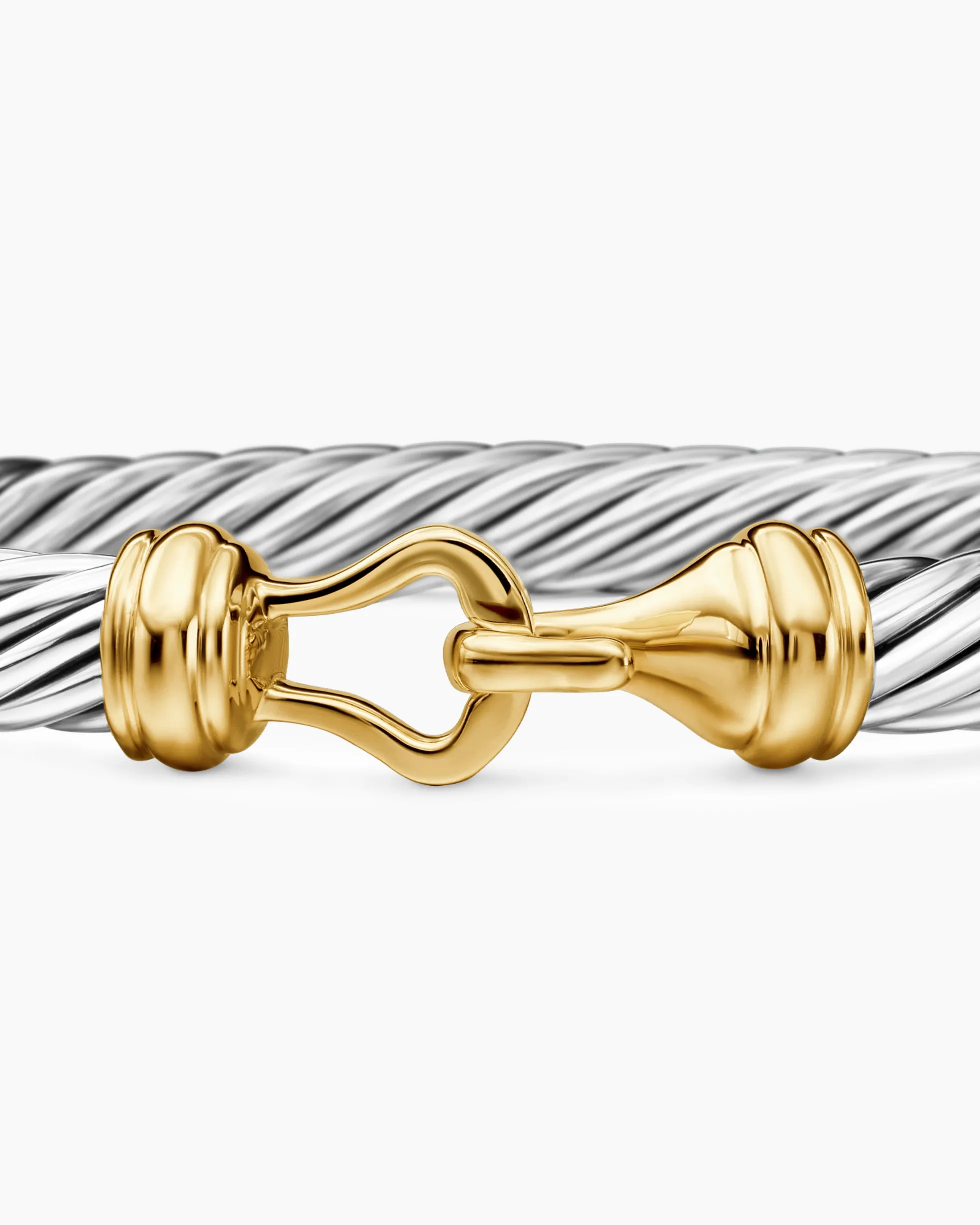 Buckle Classic Cable Bracelet Sterling Silver with 14K Yellow Gold, 7mm