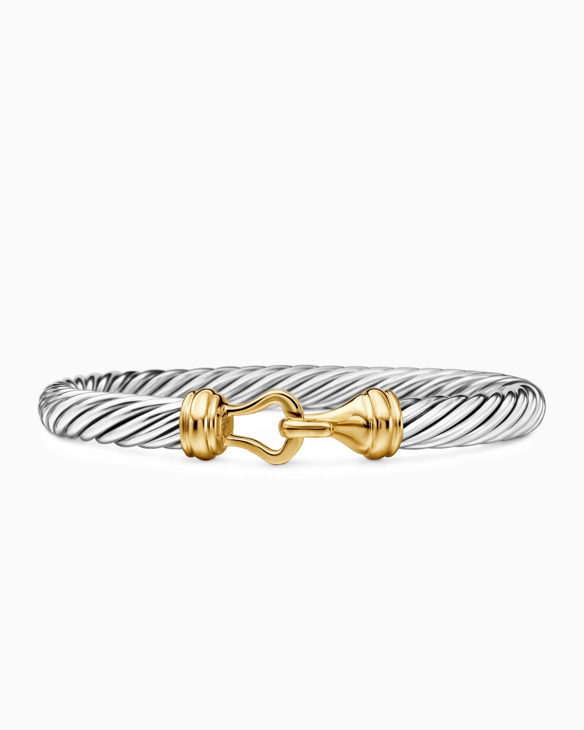 Buckle Classic Cable Bracelet Sterling Silver with 14K Yellow Gold, 7mm