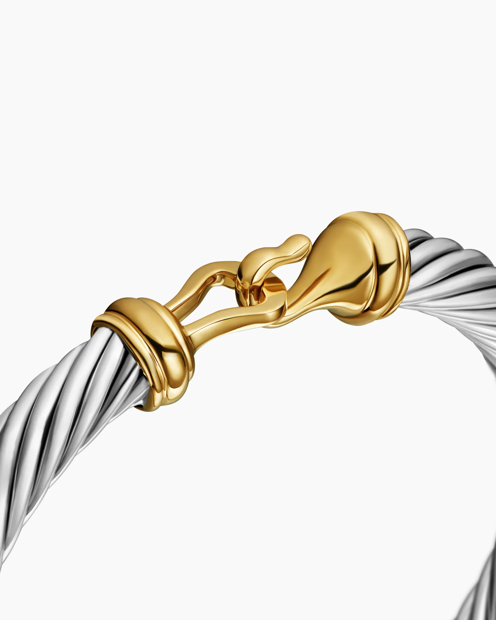 Buckle Classic Cable Bracelet Sterling Silver with 14K Yellow Gold, 7mm