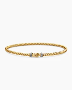 Buckle Classic Cable Bracelet 18K Yellow Gold with Diamonds, 2.6mm