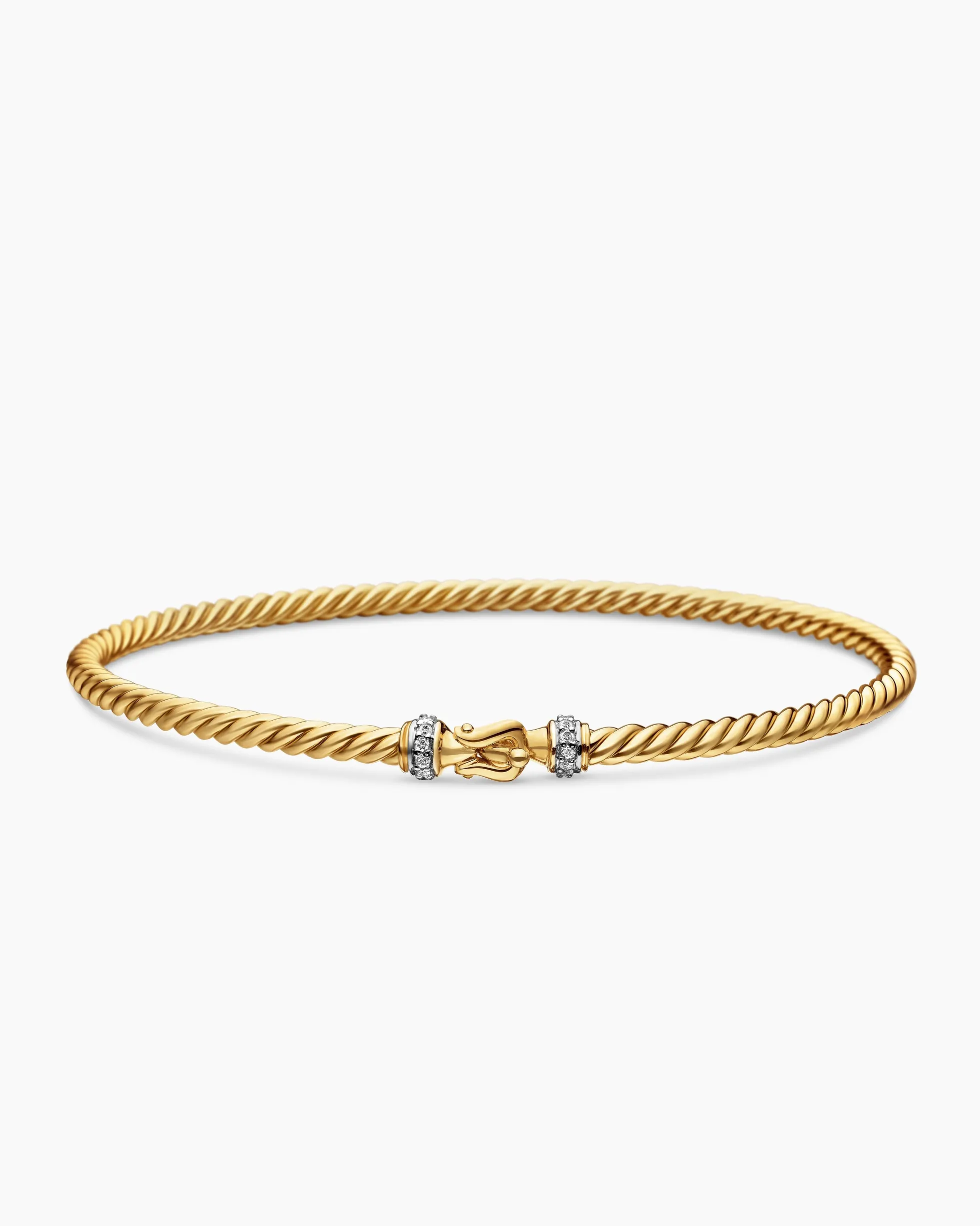 Buckle Classic Cable Bracelet 18K Yellow Gold with Diamonds, 2.6mm