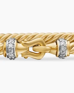 Buckle Classic Cable Bracelet 18K Yellow Gold with Diamonds, 2.6mm