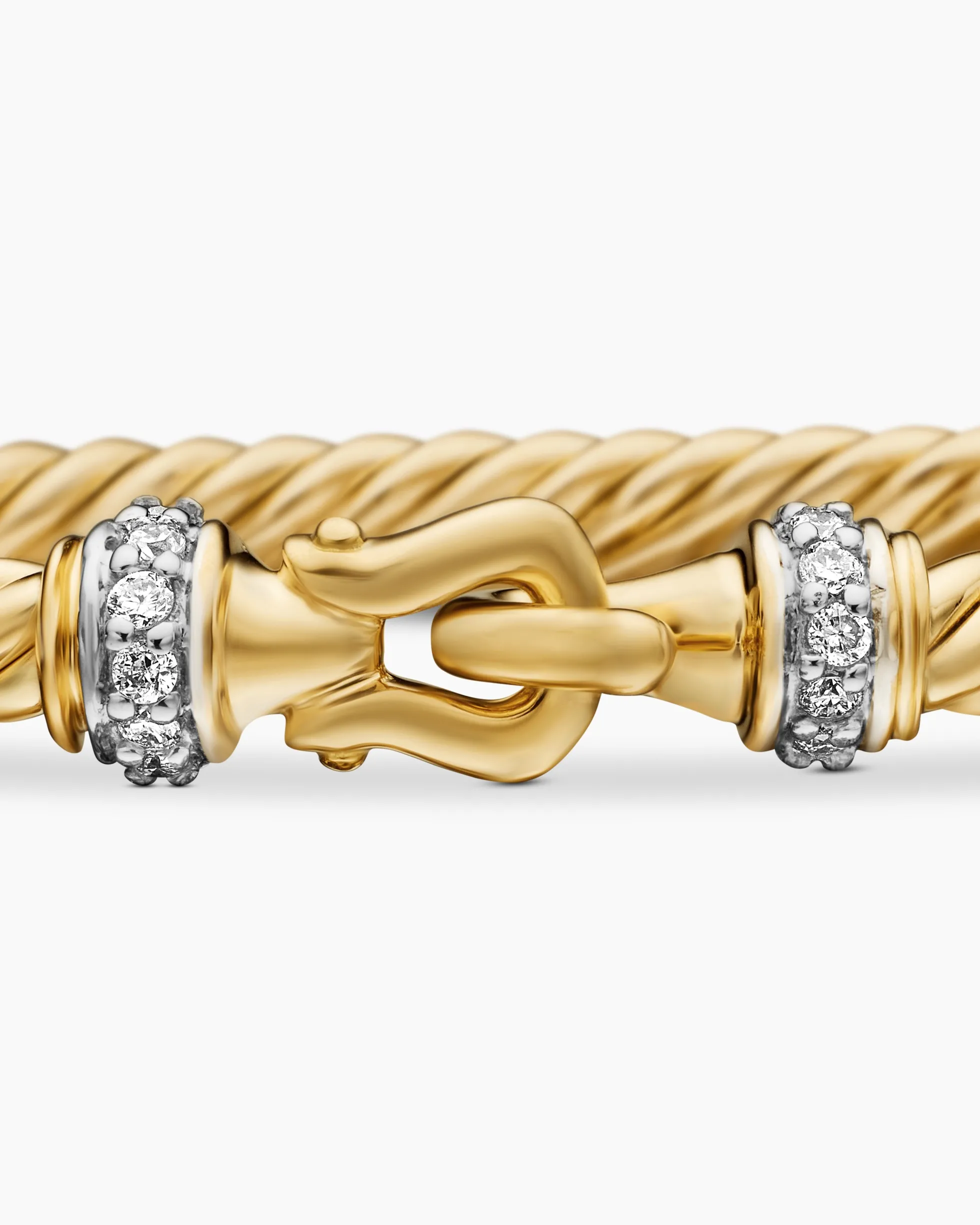Buckle Classic Cable Bracelet 18K Yellow Gold with Diamonds, 2.6mm