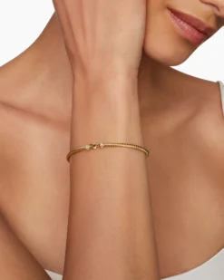 Buckle Classic Cable Bracelet 18K Yellow Gold with Diamonds, 2.6mm