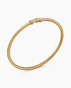 Buckle Classic Cable Bracelet 18K Yellow Gold with Diamonds, 2.6mm