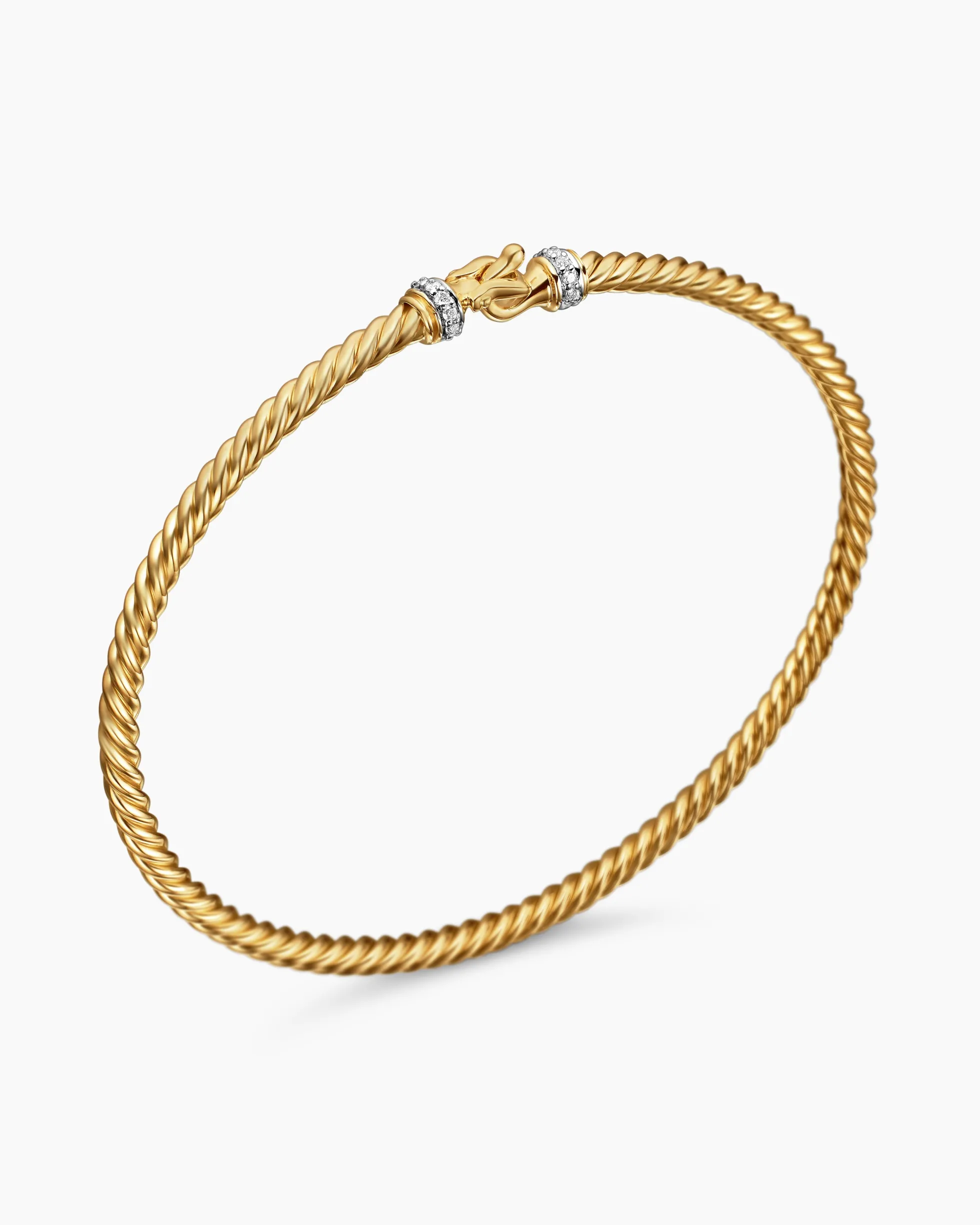 Buckle Classic Cable Bracelet 18K Yellow Gold with Diamonds, 2.6mm