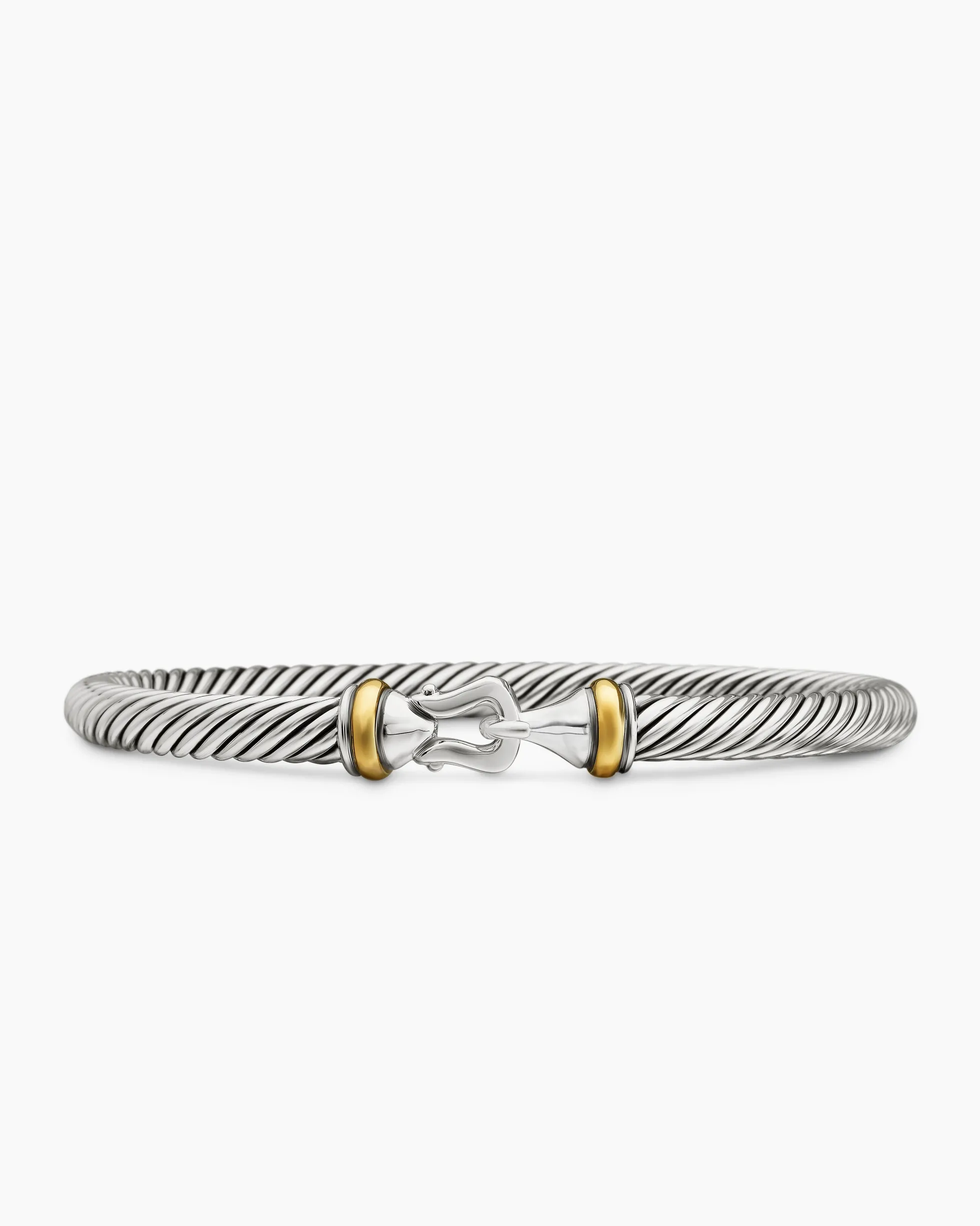 Buckle Classic Cable Bracelet Sterling Silver with 18K Yellow Gold, 5mm