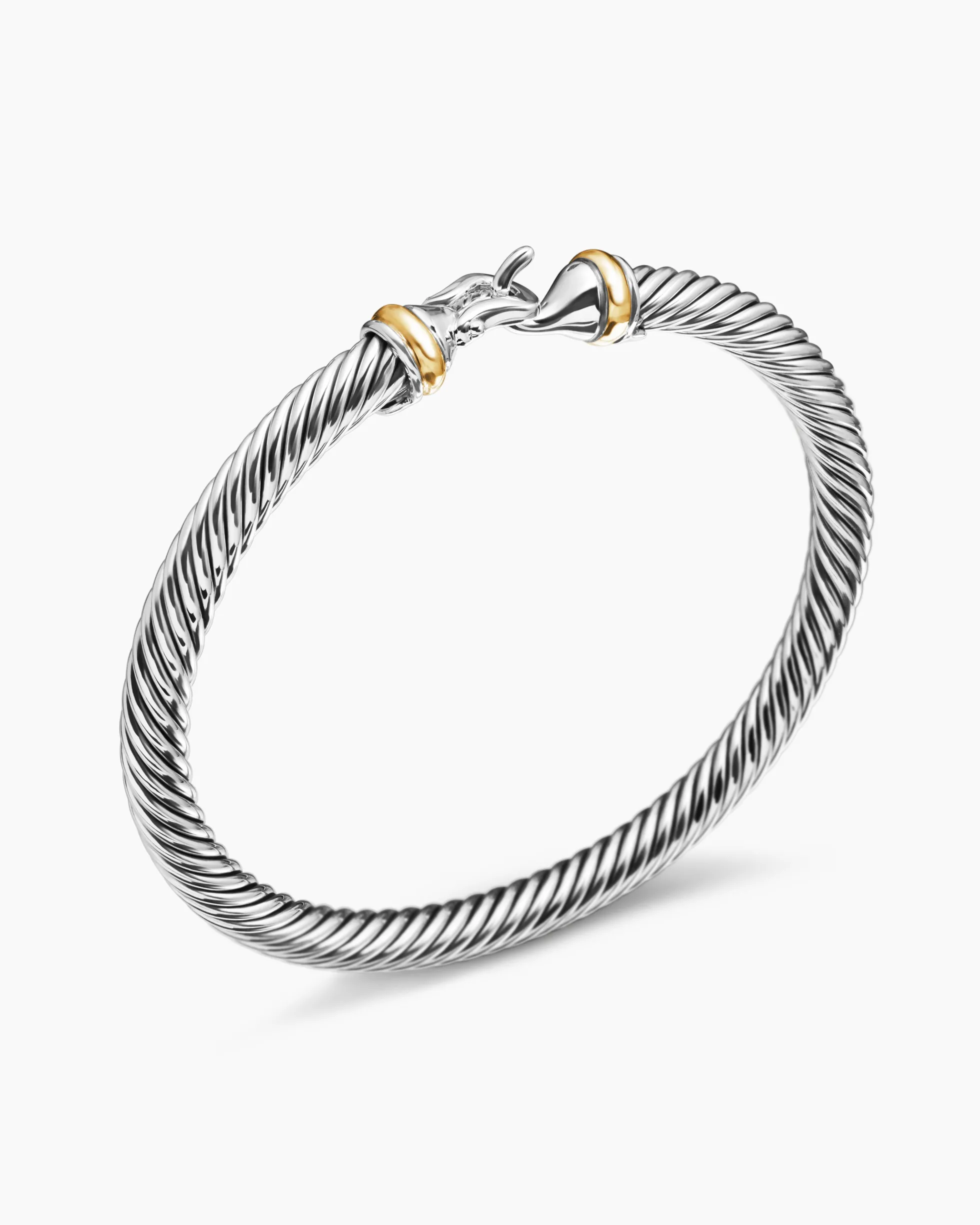 Buckle Classic Cable Bracelet Sterling Silver with 18K Yellow Gold, 5mm