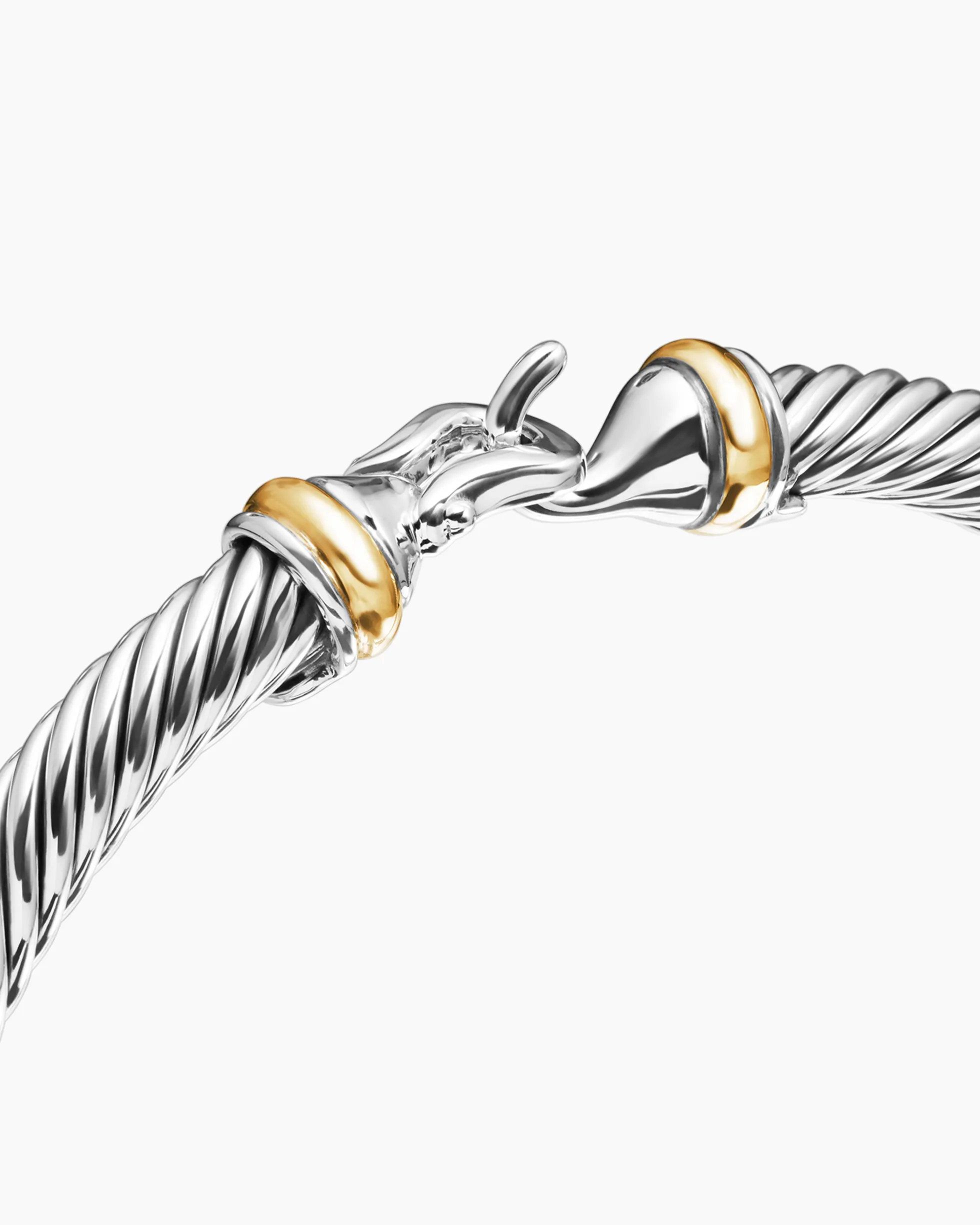 Buckle Classic Cable Bracelet Sterling Silver with 18K Yellow Gold, 5mm