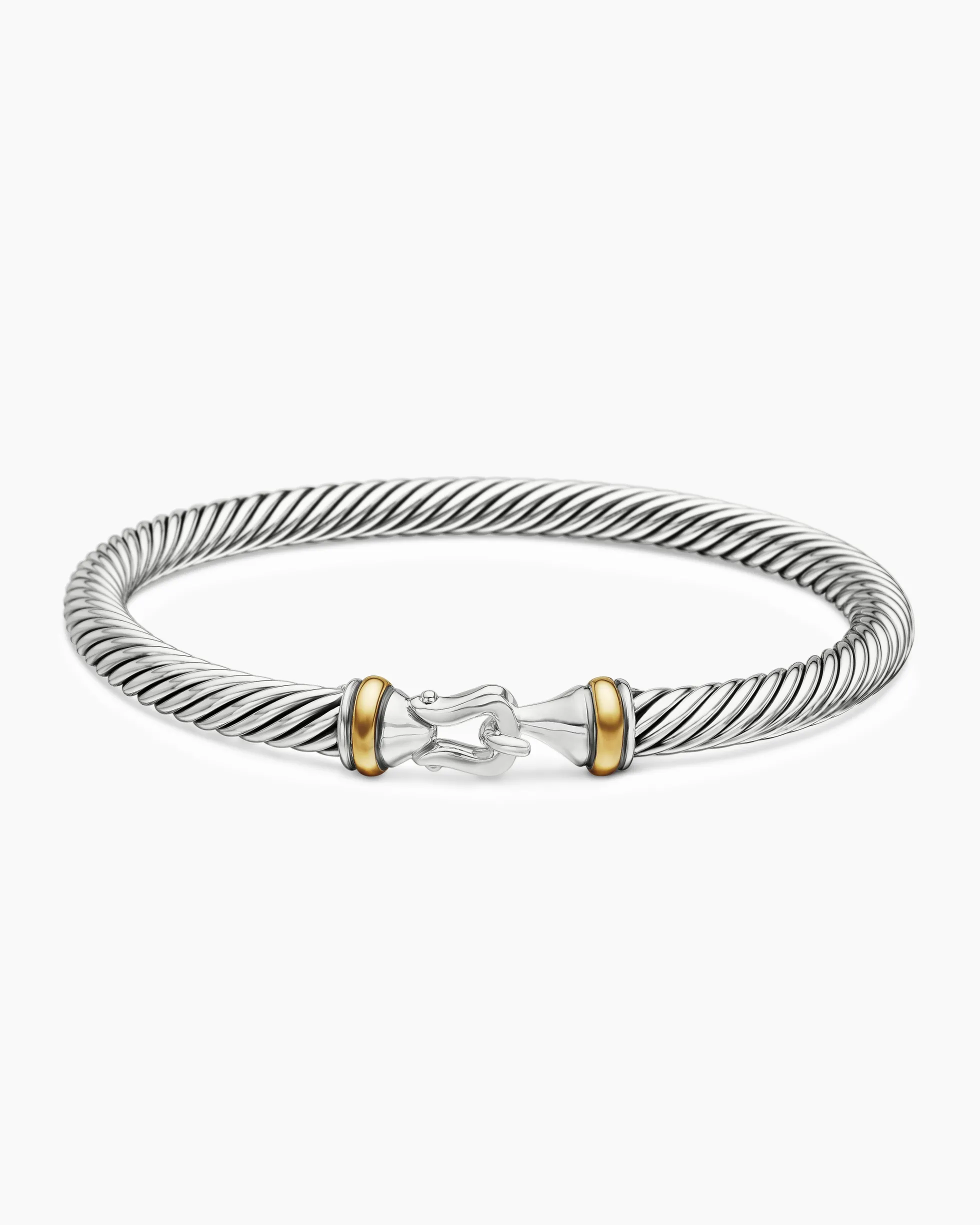 Buckle Classic Cable Bracelet Sterling Silver with 18K Yellow Gold, 5mm