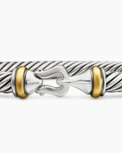 Buckle Classic Cable Bracelet Sterling Silver with 18K Yellow Gold, 5mm