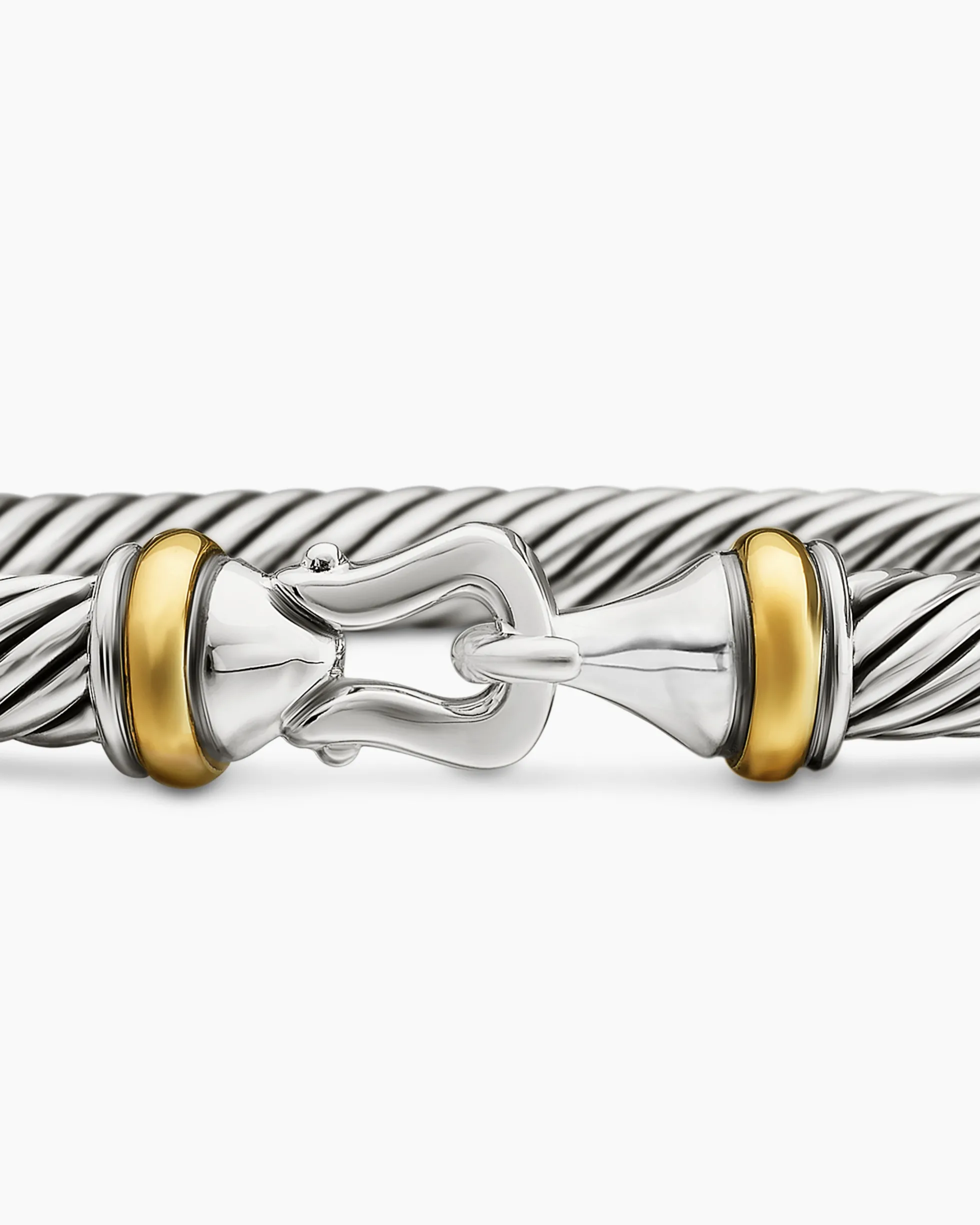 Buckle Classic Cable Bracelet Sterling Silver with 18K Yellow Gold, 5mm
