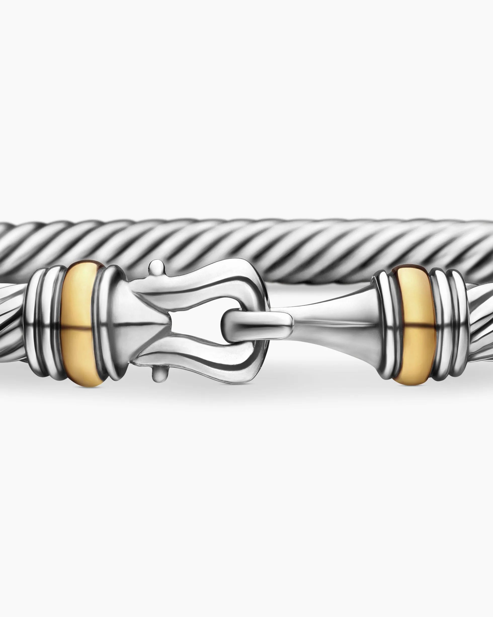 Buckle Classic Cable Bracelet Sterling Silver with 18K Yellow Gold, 4mm