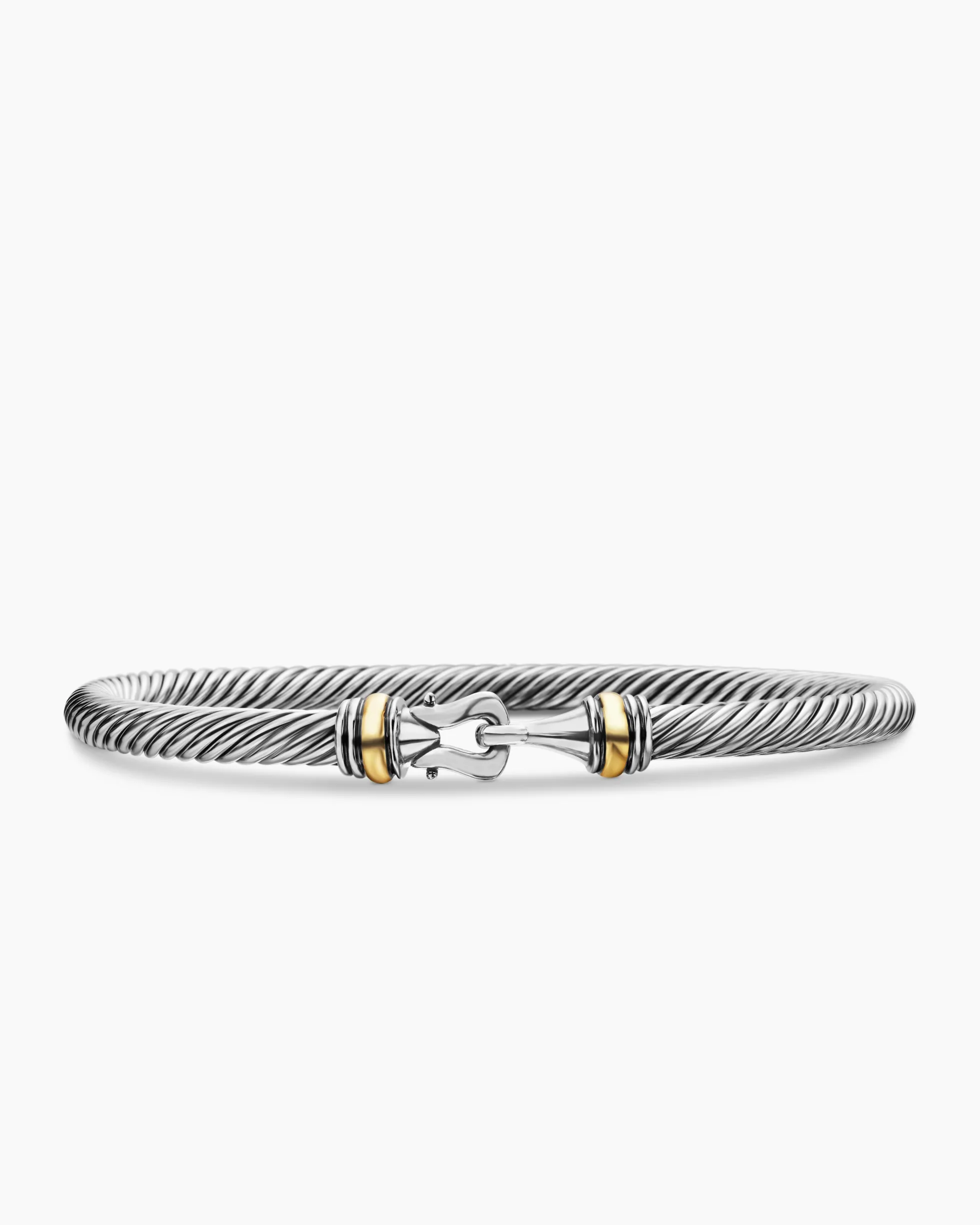 Buckle Classic Cable Bracelet Sterling Silver with 18K Yellow Gold, 4mm