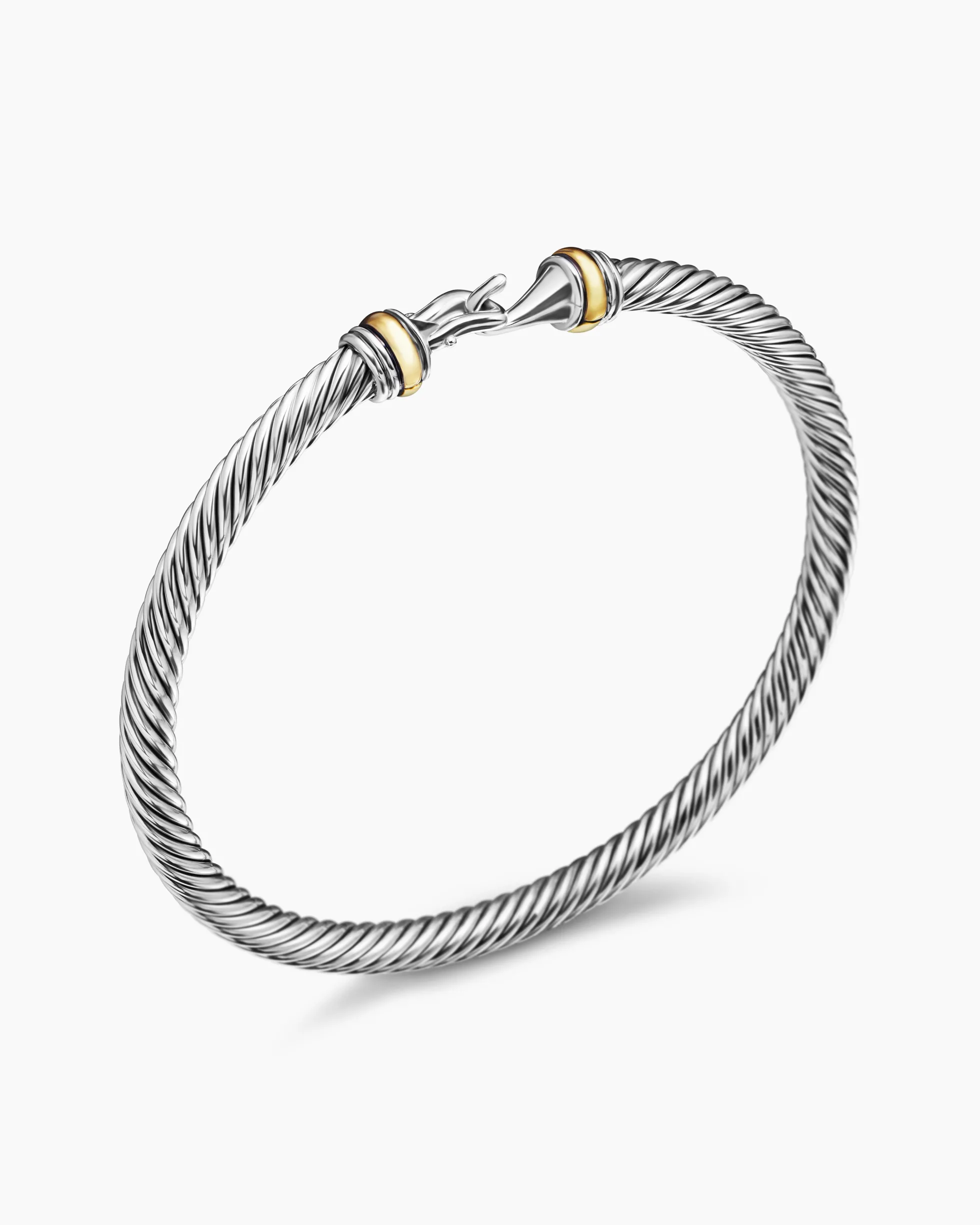 Buckle Classic Cable Bracelet Sterling Silver with 18K Yellow Gold, 4mm