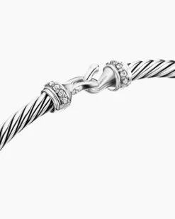Buckle Classic Cable Bracelet Sterling Silver with Diamonds, 3mm