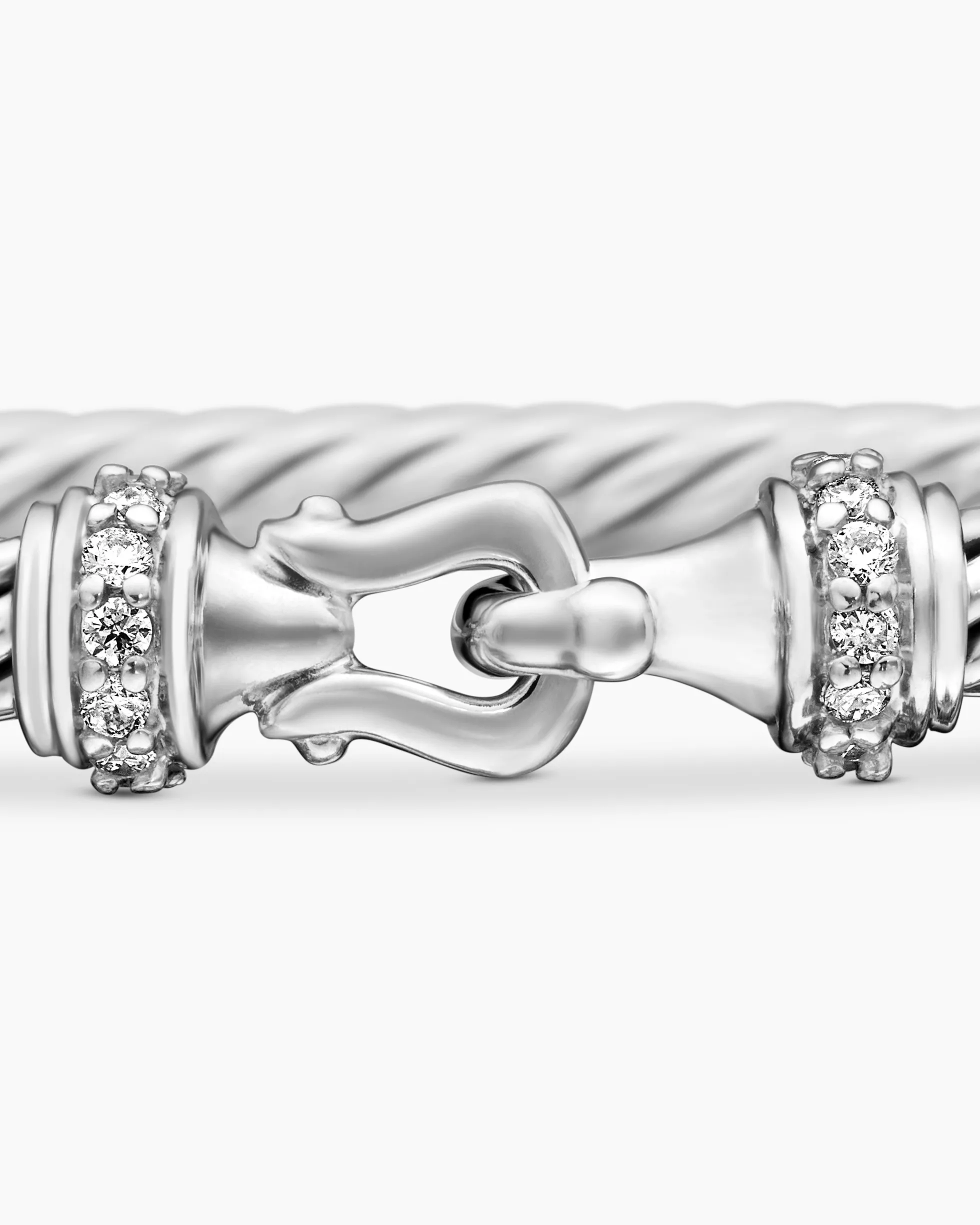 Buckle Classic Cable Bracelet Sterling Silver with Diamonds, 3mm