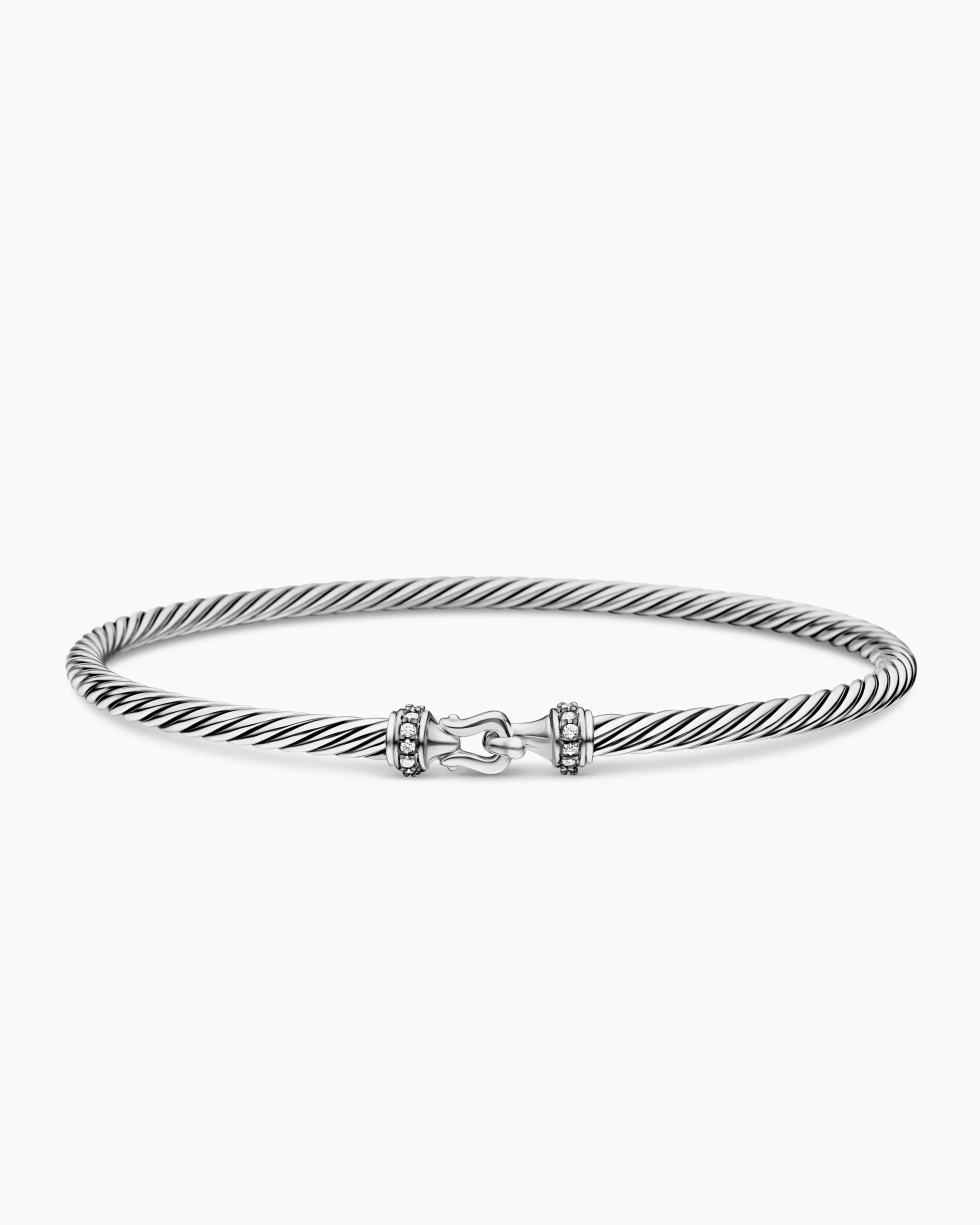 Buckle Classic Cable Bracelet Sterling Silver with Diamonds, 3mm