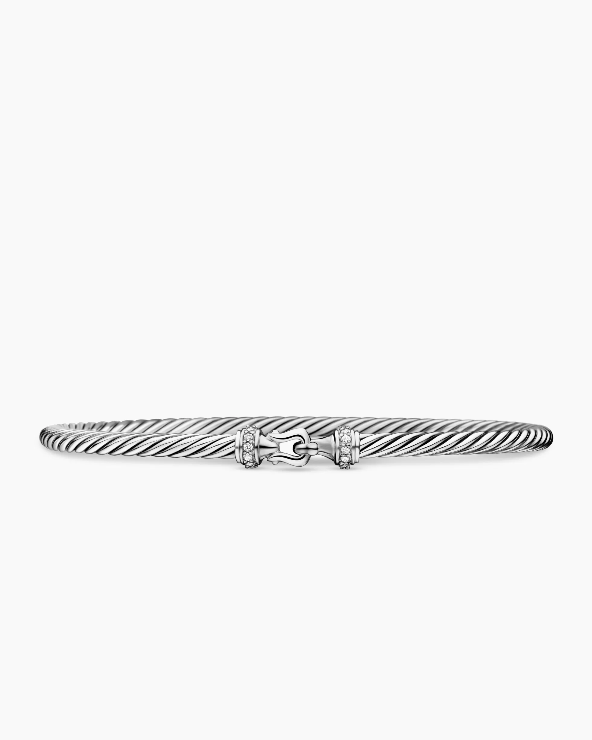 Buckle Classic Cable Bracelet Sterling Silver with Diamonds, 3mm