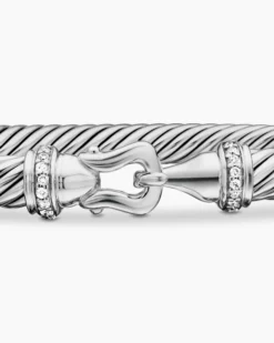 Buckle Classic Cable Bracelet Sterling Silver with Diamonds, 5mm
