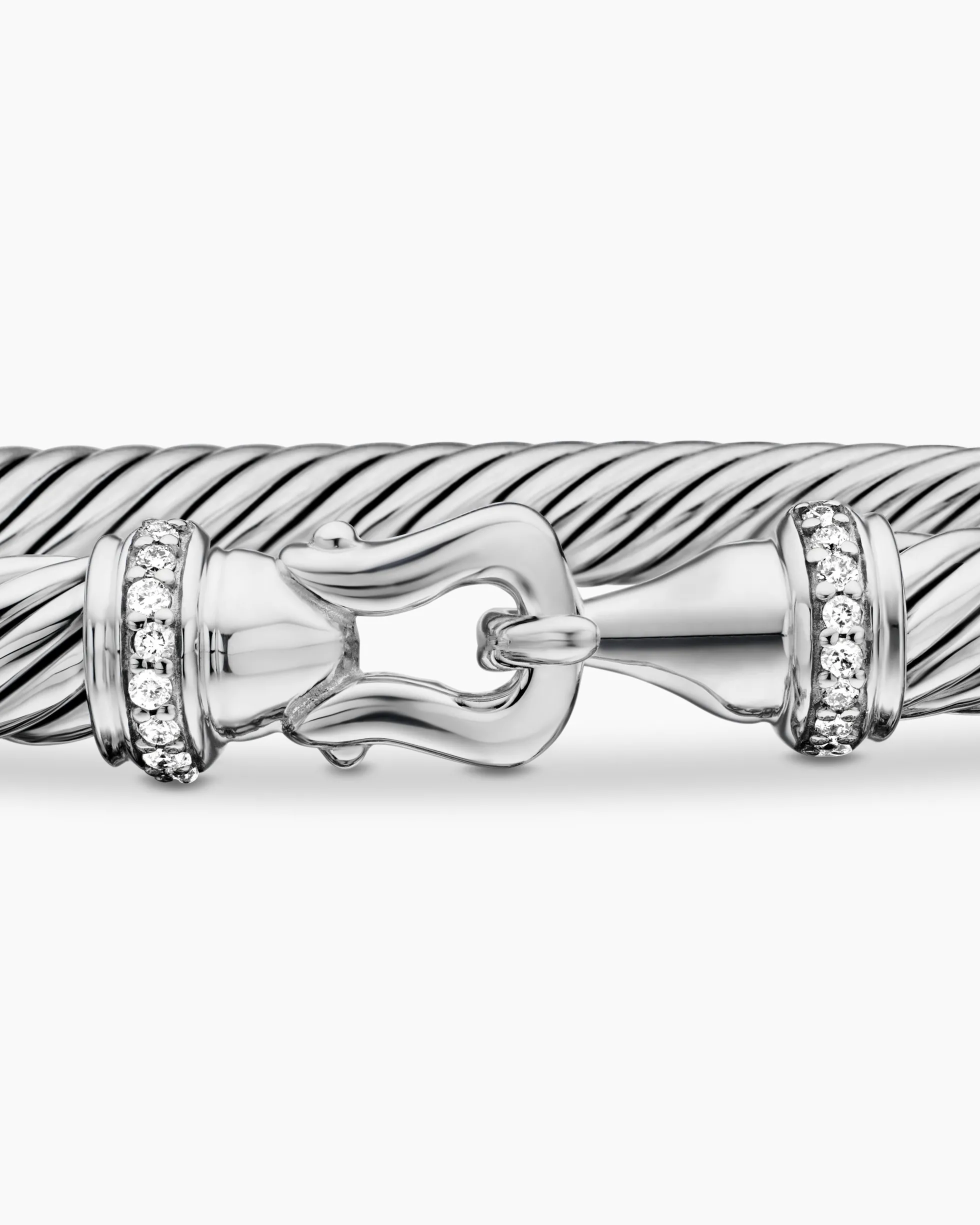 Buckle Classic Cable Bracelet Sterling Silver with Diamonds, 5mm