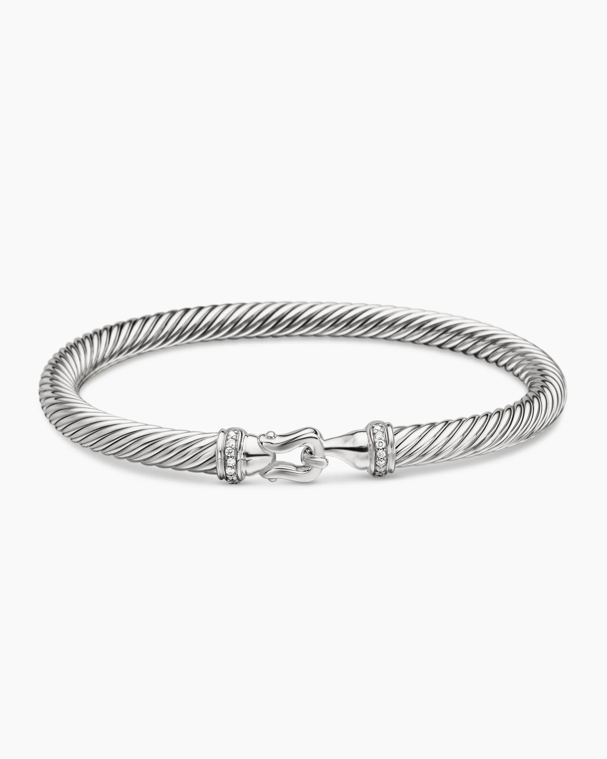 Buckle Classic Cable Bracelet Sterling Silver with Diamonds, 5mm