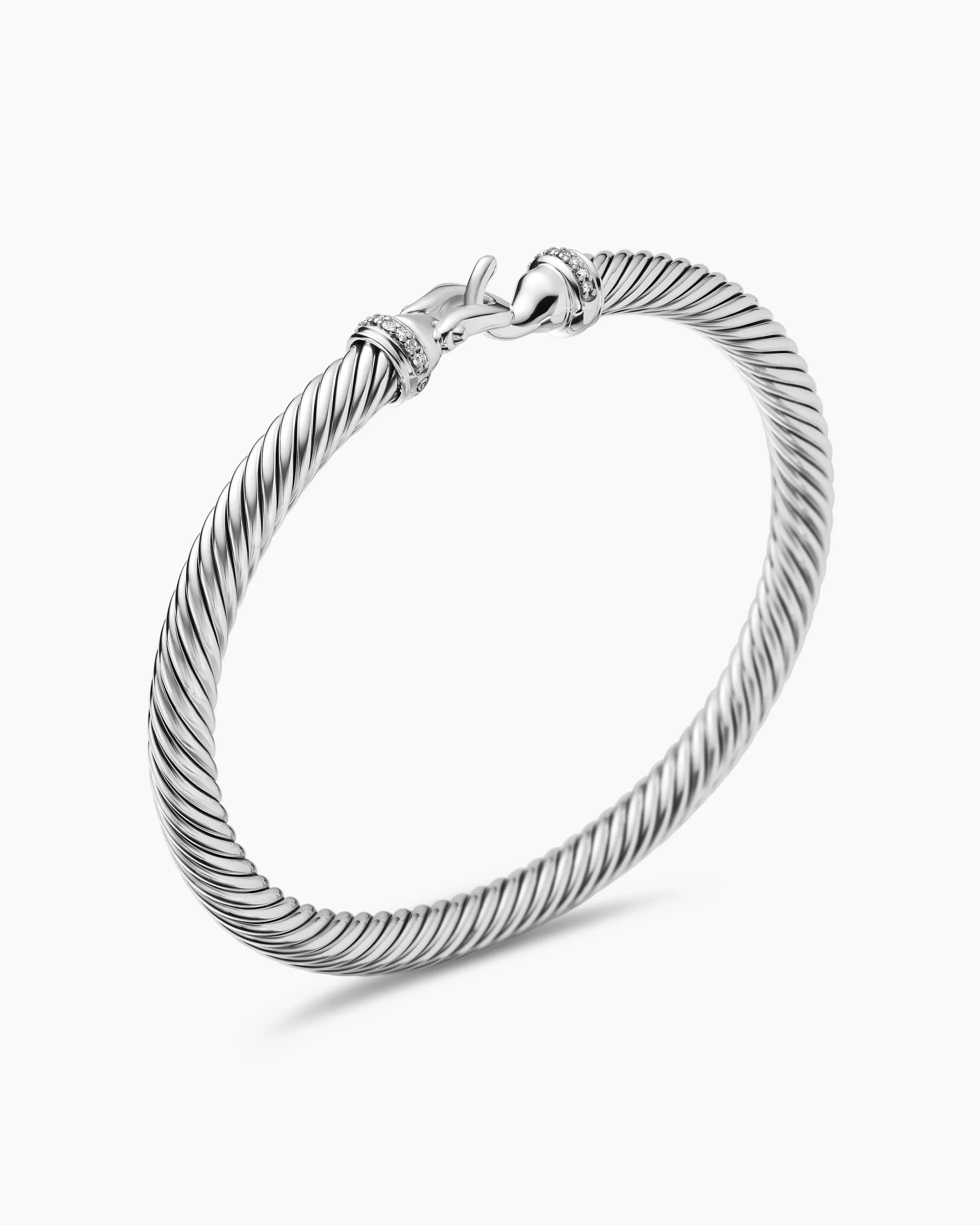 Buckle Classic Cable Bracelet Sterling Silver with Diamonds, 5mm
