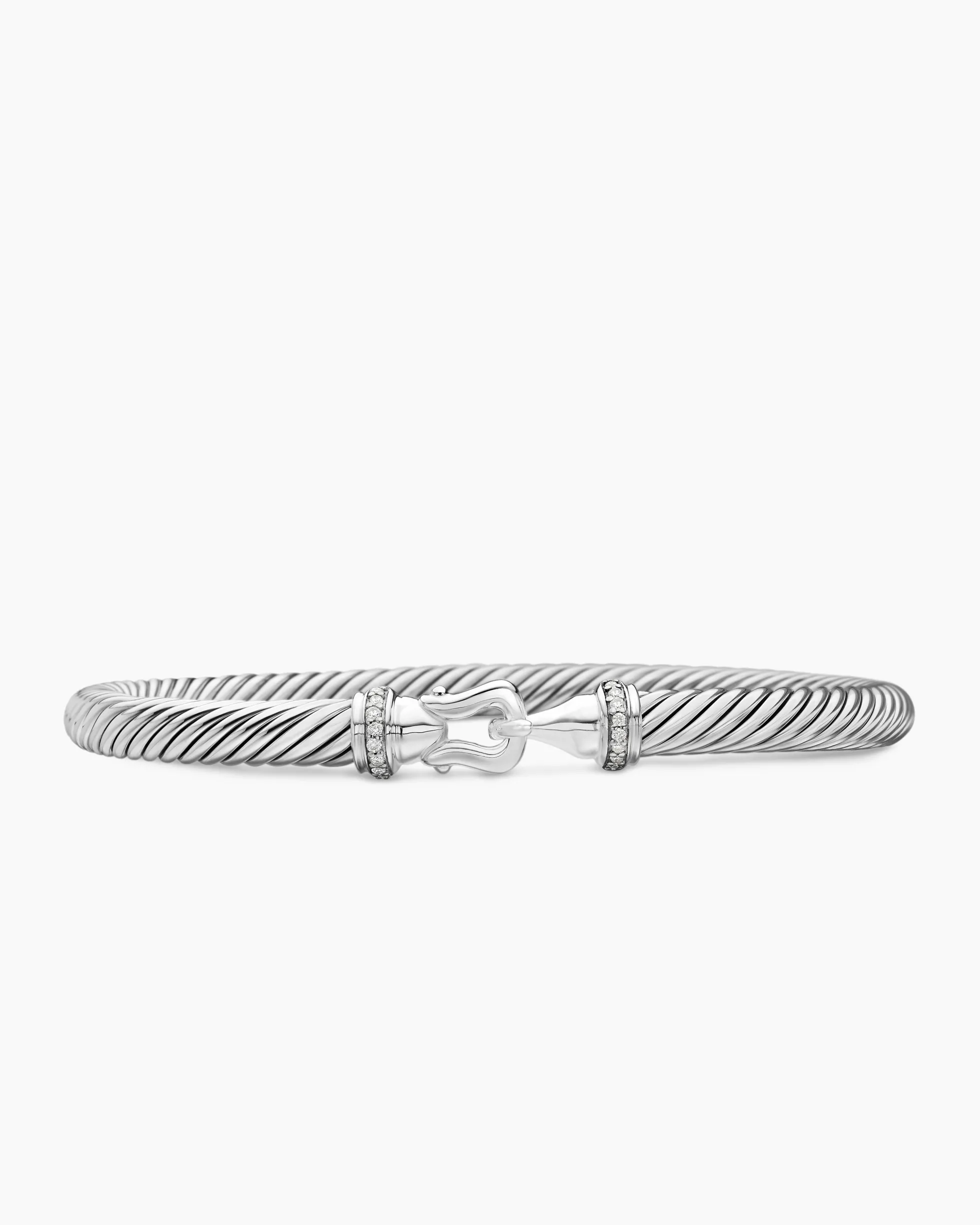 Buckle Classic Cable Bracelet Sterling Silver with Diamonds, 5mm