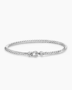 Buckle Classic Cable Bracelet Sterling Silver with Diamonds, 3mm