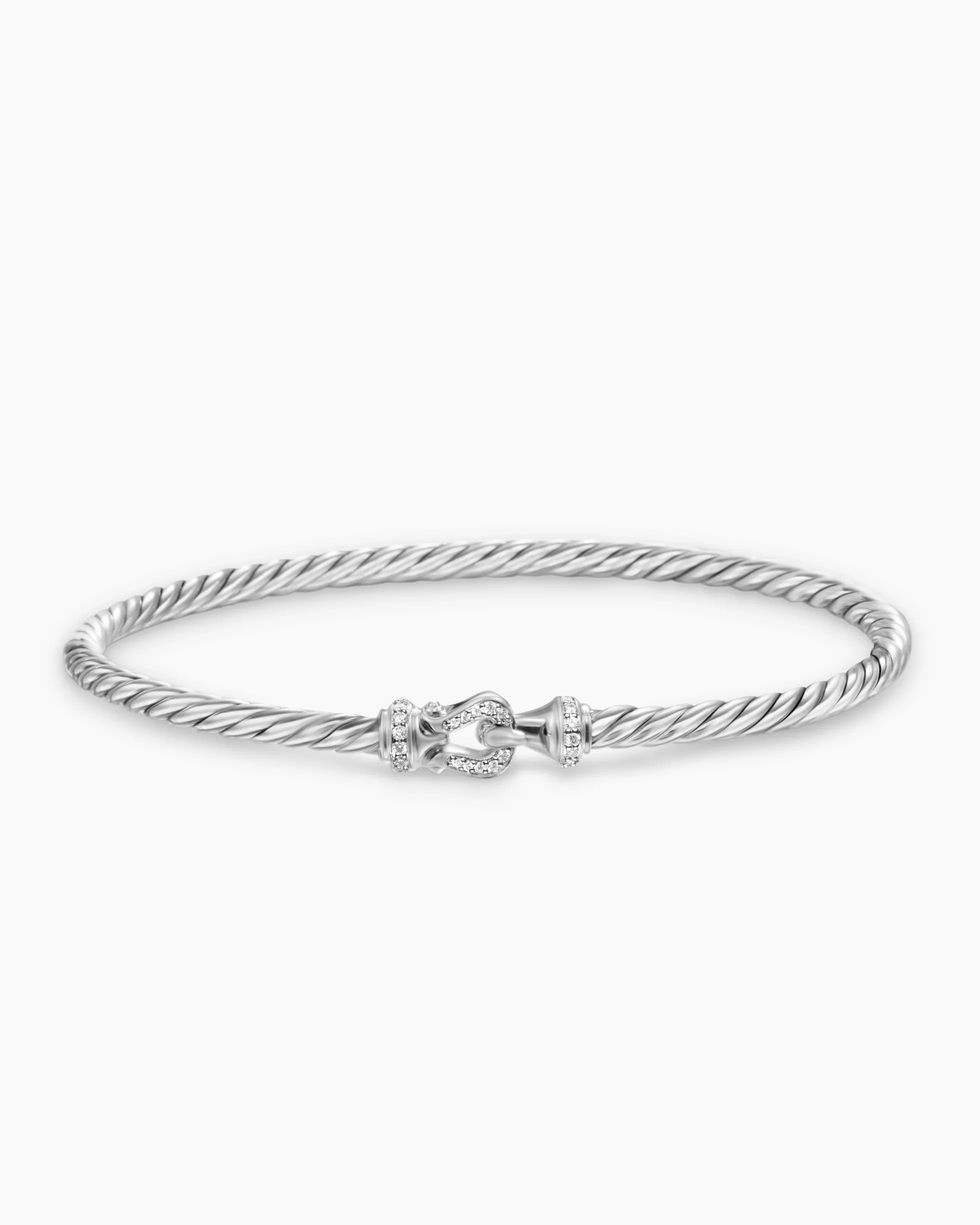 Buckle Classic Cable Bracelet Sterling Silver with Diamonds, 3mm