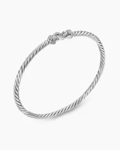 Buckle Classic Cable Bracelet Sterling Silver with Diamonds, 3mm