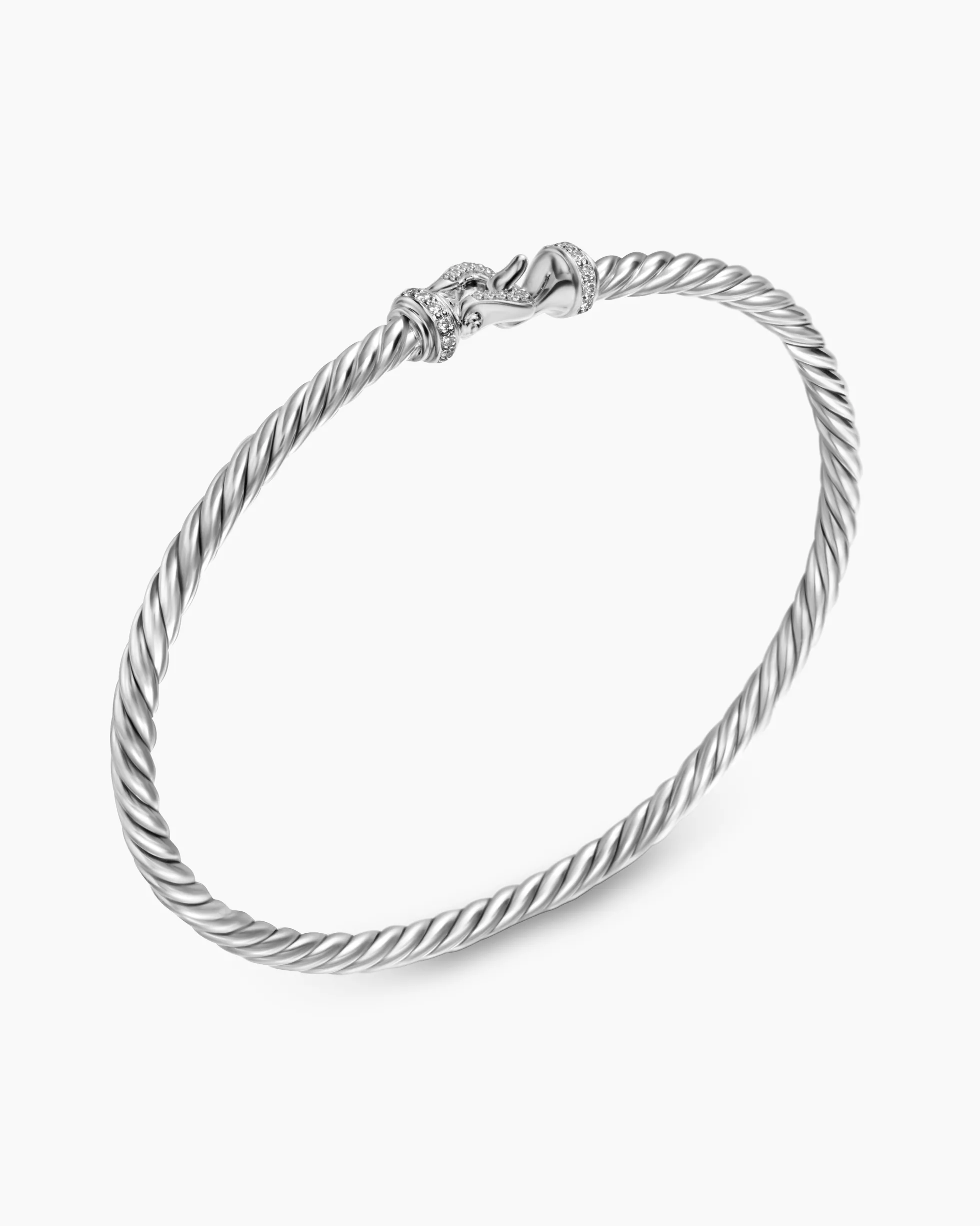 Buckle Classic Cable Bracelet Sterling Silver with Diamonds, 3mm