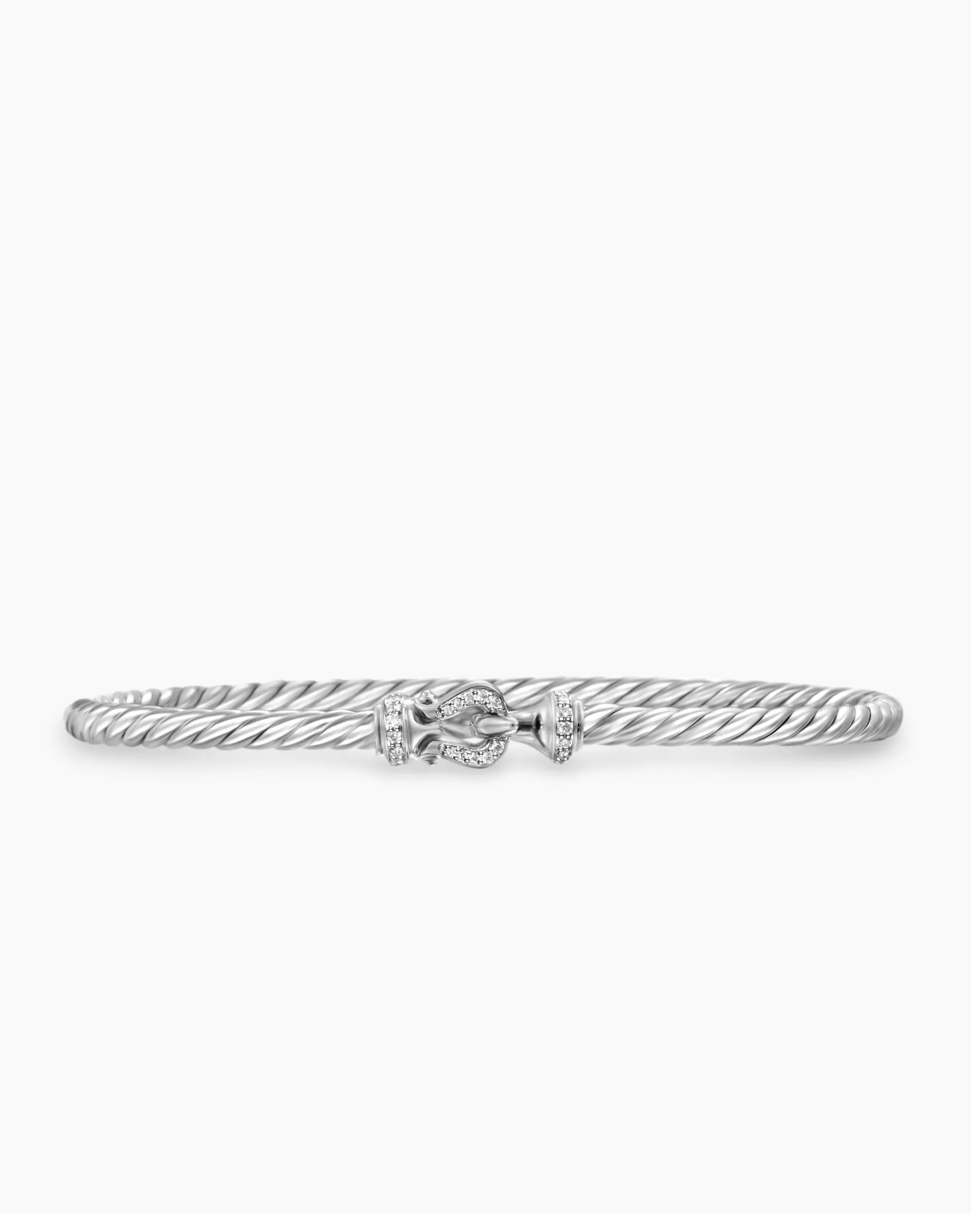 Buckle Classic Cable Bracelet Sterling Silver with Diamonds, 3mm