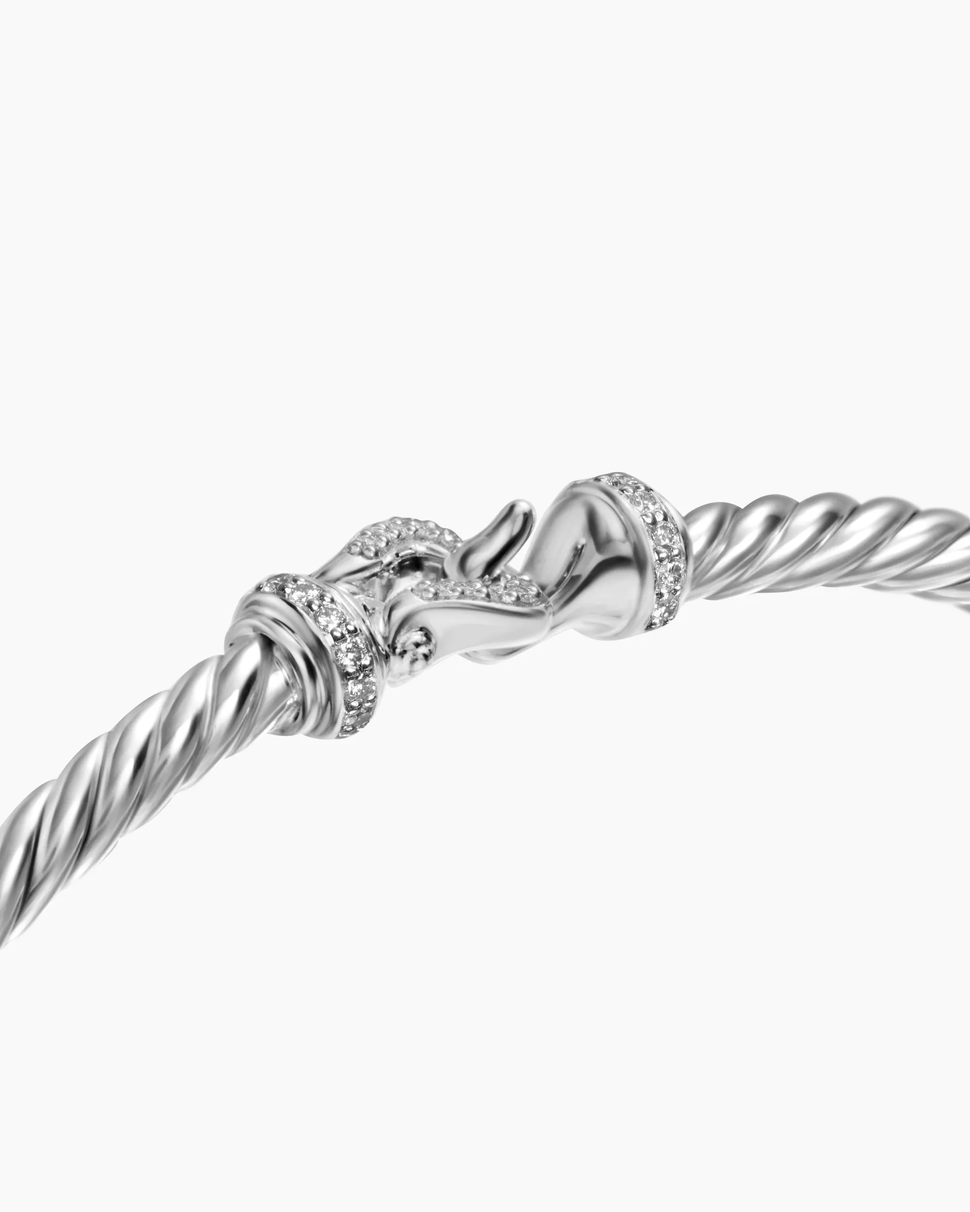 Buckle Classic Cable Bracelet Sterling Silver with Diamonds, 3mm