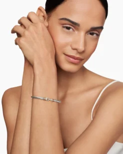 Buckle Classic Cable Bracelet Sterling Silver with 18K Rose Gold, 4mm