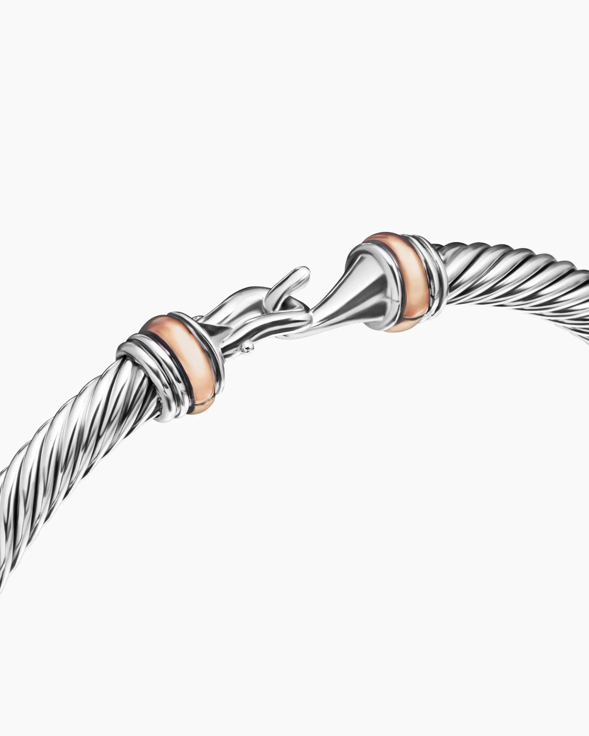 Buckle Classic Cable Bracelet Sterling Silver with 18K Rose Gold, 4mm