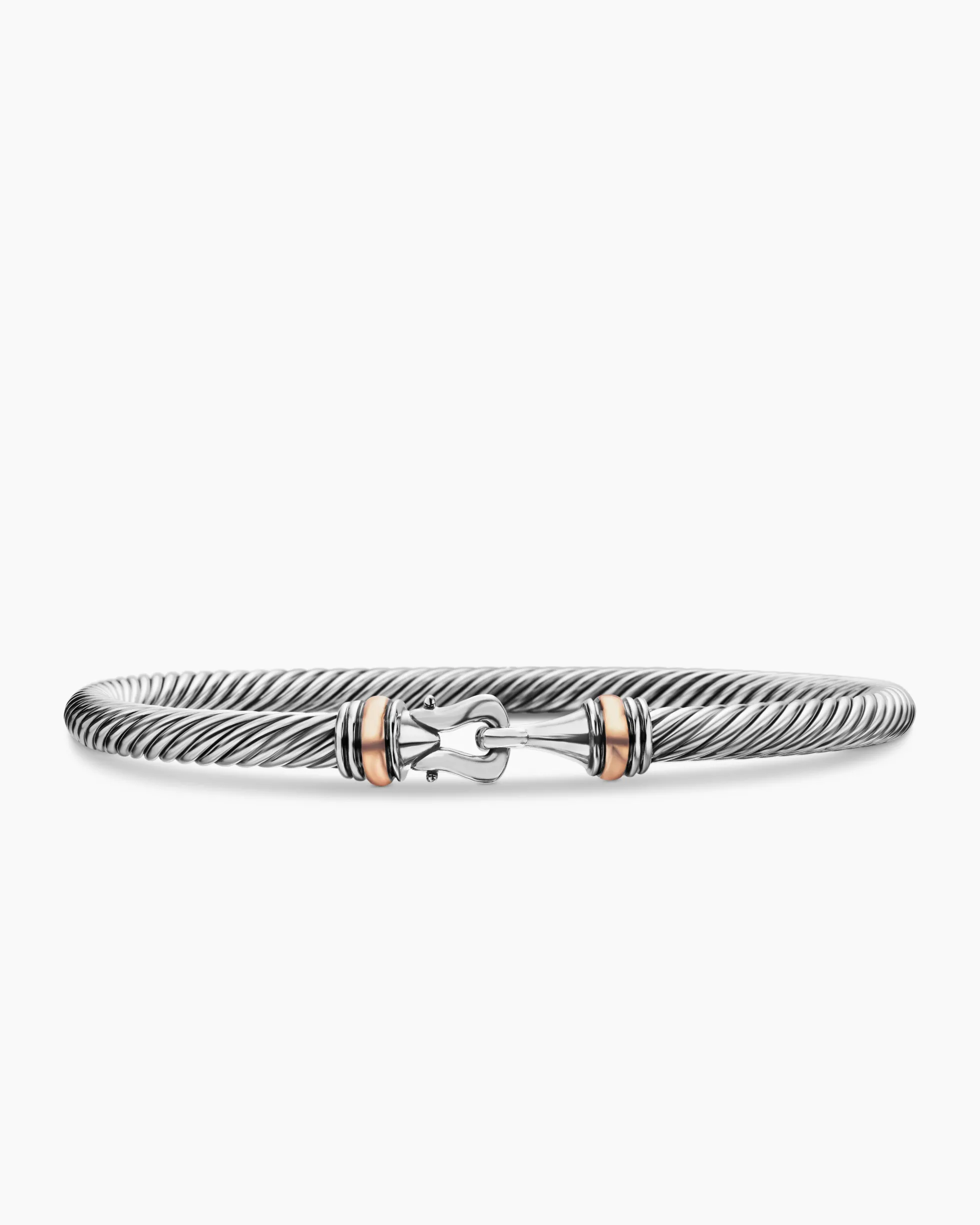 Buckle Classic Cable Bracelet Sterling Silver with 18K Rose Gold, 4mm