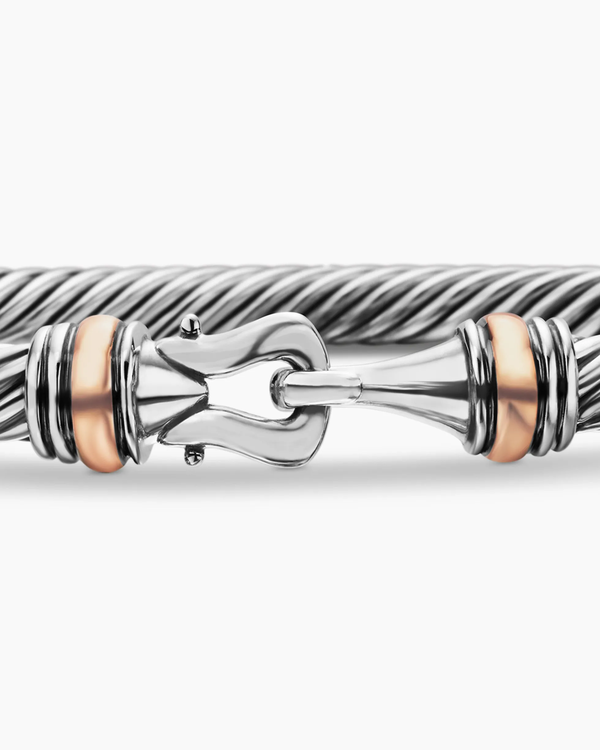 Buckle Classic Cable Bracelet Sterling Silver with 18K Rose Gold, 4mm