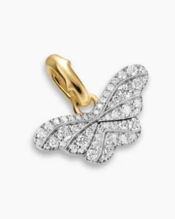 Butterfly Amulet 18K White and Yellow Gold with Diamonds, 9.1mm