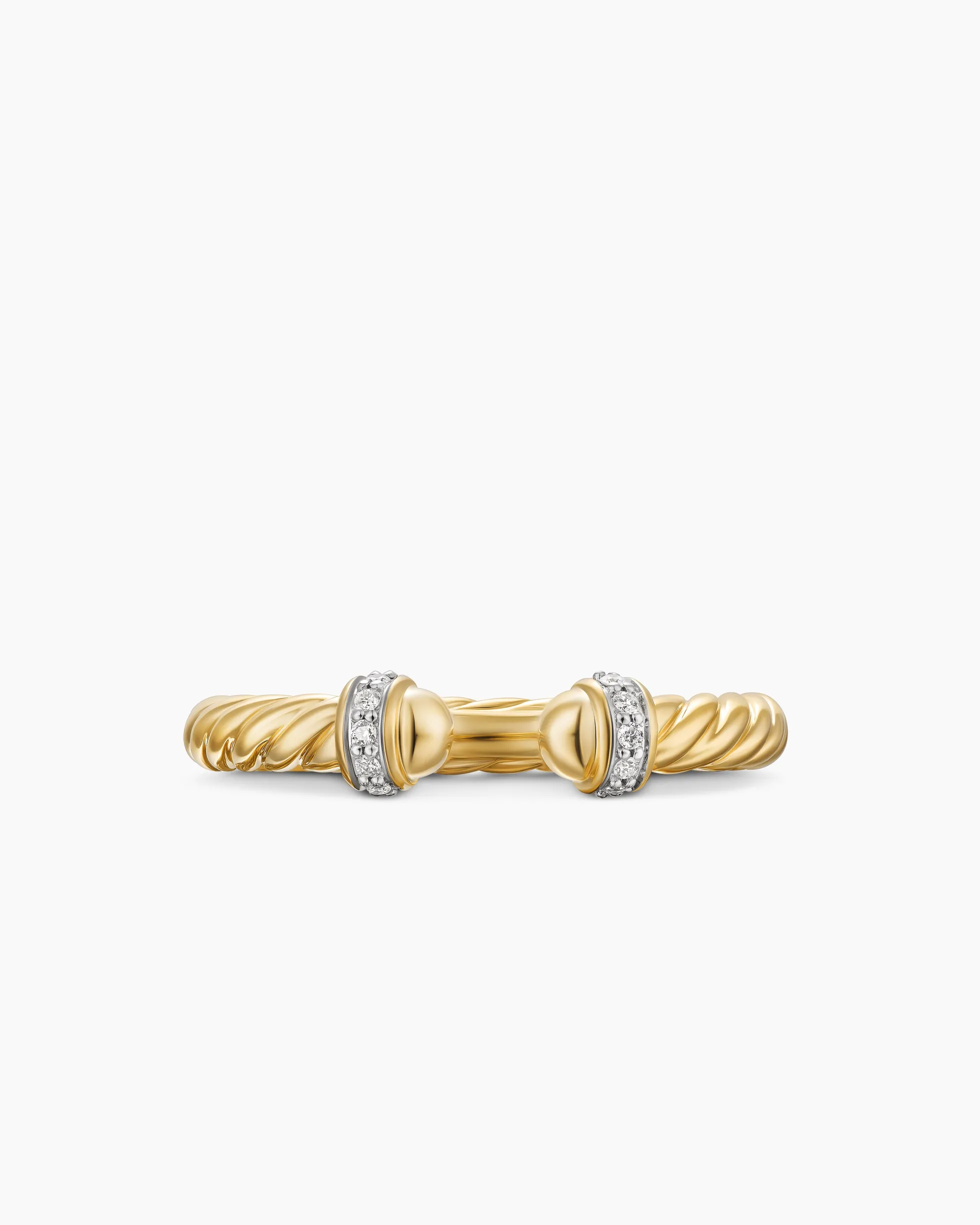 Cable Band Open Ring 18K Yellow Gold with Diamonds, 2.8mm