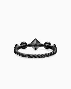Cable Band Ring Black Titanium with Diamonds, 1.7mm