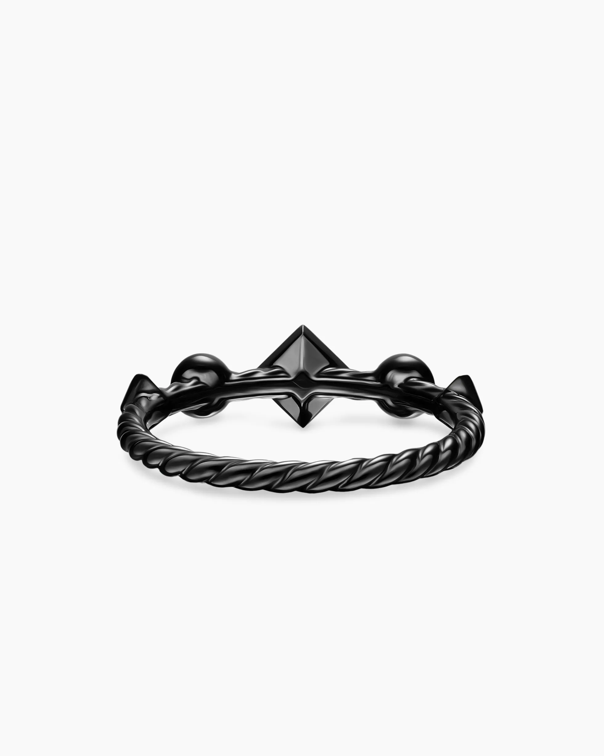 Cable Band Ring Black Titanium with Diamonds, 1.7mm