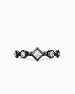 Cable Band Ring Black Titanium with Diamonds, 1.7mm