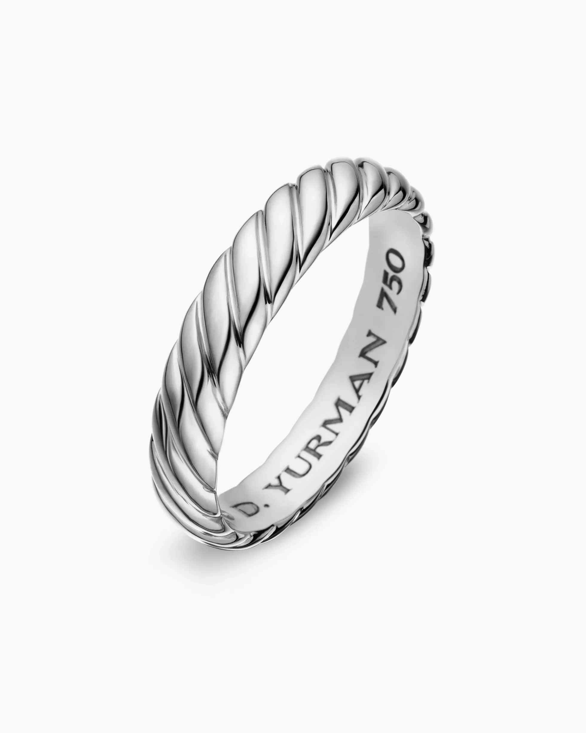 Cable Band Ring 18K White Gold, 5mm