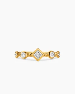 Cable Band Ring 18K Yellow Gold with Diamonds, 1.7mm