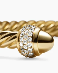 Cable Bracelet 18K Yellow Gold with Diamonds, 5mm
