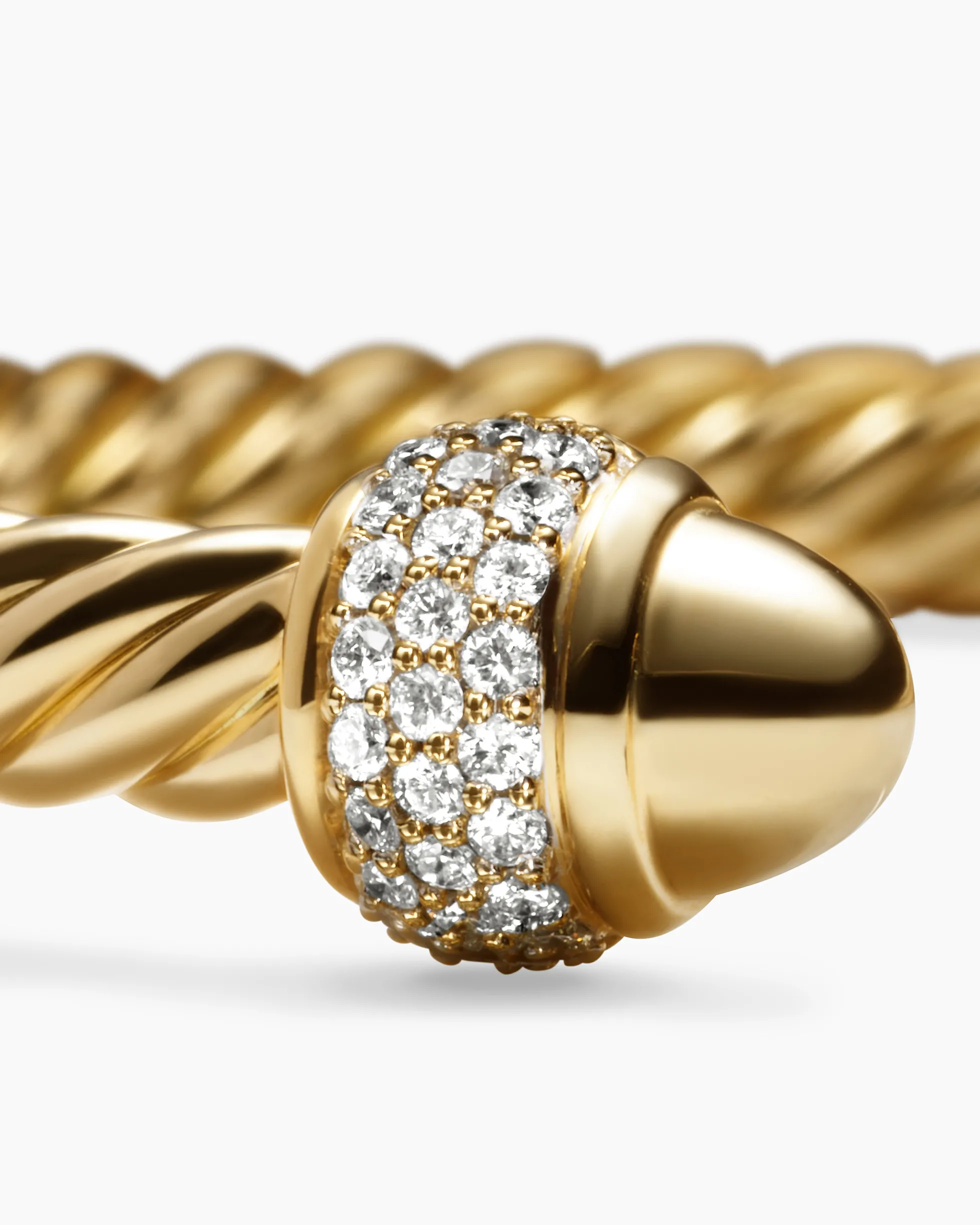 Cable Bracelet 18K Yellow Gold with Diamonds, 5mm