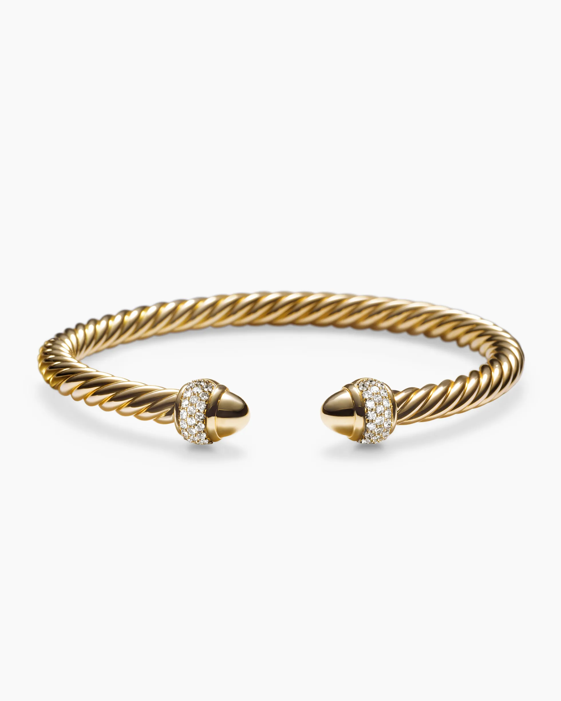 Cable Bracelet 18K Yellow Gold with Diamonds, 5mm